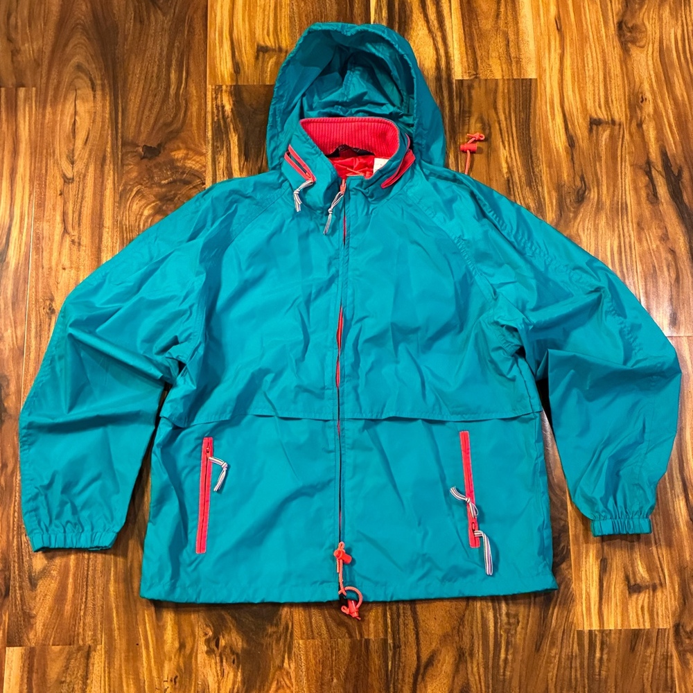Vintage Woolrich Sea Jade Windbreaker Jacket Womens Medium Teal Pink 5121 Hooded